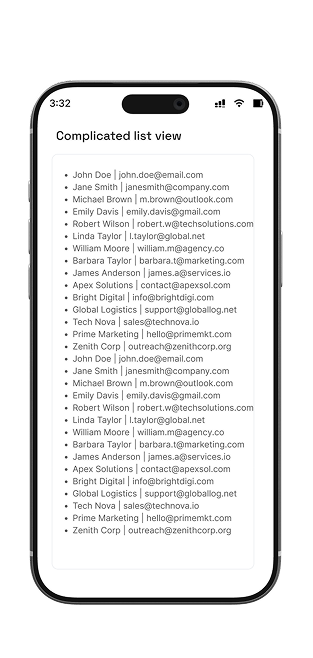 Sales Pilot Complicated List View Mockup